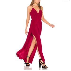MISA LA double slit maxi dress in red
